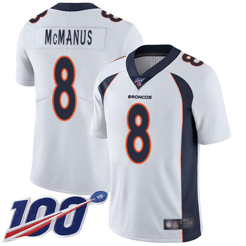 Men Denver Broncos 8 Brandon McManus White Vapor Untouchable Limited Player 100th Season Football NFL Jersey